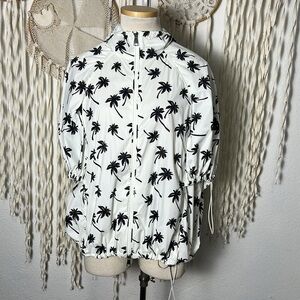 Moncler Cezembre Palm Tree Print Short Sleeve Hooded Windbreaker M